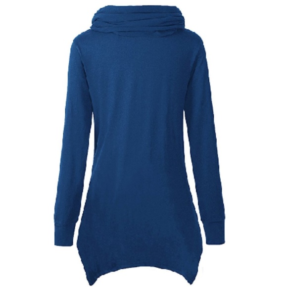 Cowl Neck Handkerchief Hem Button Tunic - Picture 2 of 2